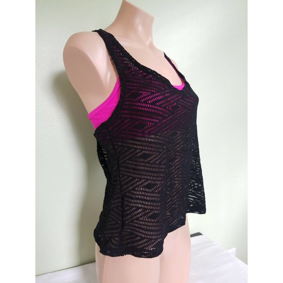 Go by Gossip black pink layered tankini top 2in1 size S - Picture 2 of 3